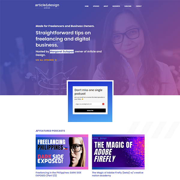 Article and Design Podcast - Website Mockup